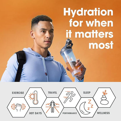 Genius Hydrate Stick Pack Powder Drink Mix - Sour Peach Rings Flavor, Natural Electrolyte Booster with Coconut Water & Potassium for Ultimate Hydration -20 Packets