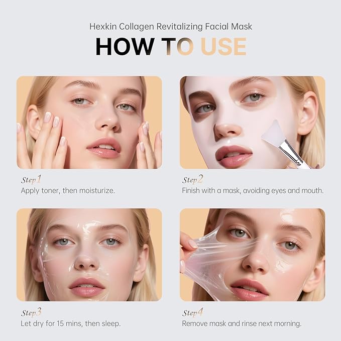 Collagen Peel Off Facial Mask beneficial ingredients collagen, peptides, squaline, ceramides that promotes skin hydration while leaving the skin feeling smooth,korean care 2.82oz.