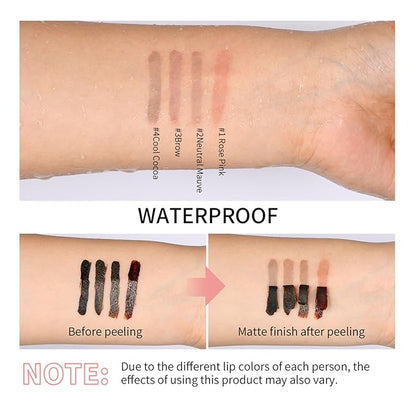 4Pcs Peel Off Lip Liner Stain - Long-Lasting, Smudge-Proof, Waterproof Nude Matte Lip Tint, Non-Fading Peel Off Lip Color, Effortless Precision & Full Coverage, Vegan & Cruelty-Free