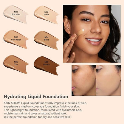 MAEPEOR Hydrating Foundation 6 Colors Full Coverage Liquid