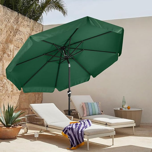 MASTERCANOPY Valance Patio Umbrella for Outdoor Table Market -8 Ribs (10ft, Forest Green)