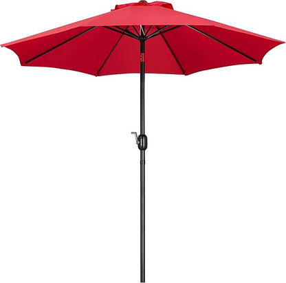 Yaheetech 9FT Outdoor Patio Umbrella Market Table Umbrella Yard Umbrella with Push Button Tilt Crank, 8 Ribs for Garden/Lawn/Deck/Backyard/Beach/Pool, Red