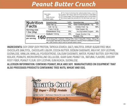 NuGo Smarte Carb Chocolate Black Cherry 18g Protein 12 Count and Peanut Butter Crunch 20g Protein 12 Count Bundle