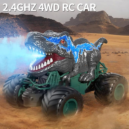 Bennol 2.4GHz Dinosaur Remote Control Car Toys for Kids Boys 4-7 5-7 8-12, RC Dinosaur Car Toys with Light, Sound, Spray, Indoor Outdoor Toys Gifts for 3 4 5 6 Year Old Boys, RC Car Toys for Boys