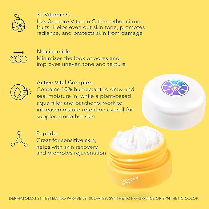 Saturday Skin Brightening Duo Set Yuzu Sleeping Mask and Bright Eye Cream Vitamin C Retinol Niacinamide Face Moisturizer Overnight Anti-Aging