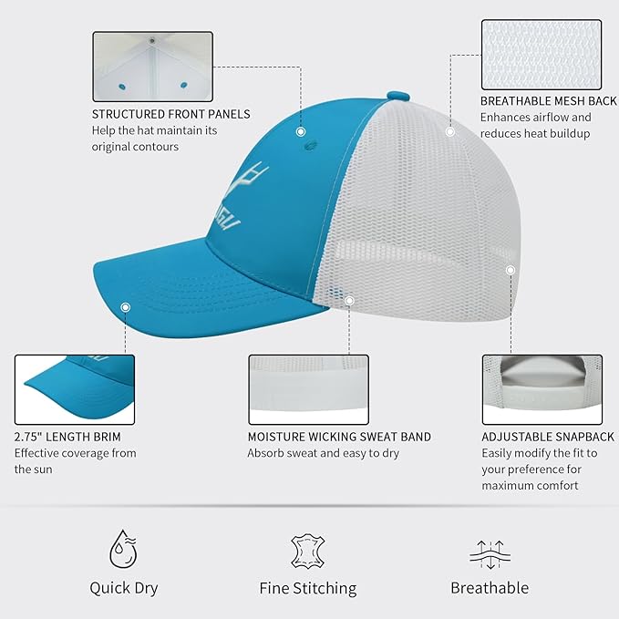 LOOGU Fishing Hat Mesh Back for Men Women Adjustable Baseball Trucker Cap Snapback Hats