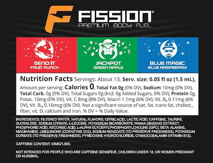 Cirkul Fission Energy Flavor Cartridge Variety Pack with Caffeine, 6-Pack (2 Send It, 2 Jackpot, 2 Blue Magic)