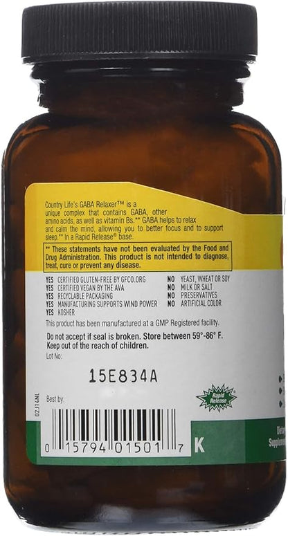Country Life Gaba Relaxer, 60-Count