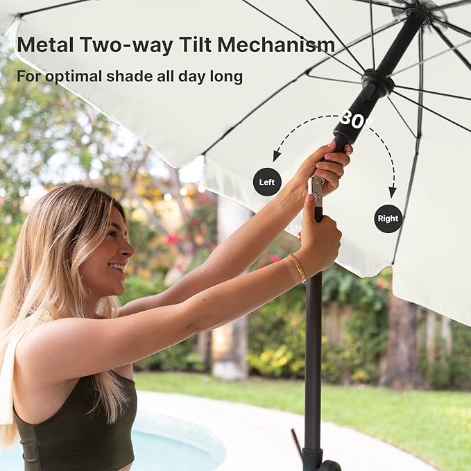 AMMSUN Patio Umbrella, 6.5 ft Outdoor Table Umbrella with Tilt Steel Pole, UPF50+ Protection, Great for Outdoor Garden Backyard, Elegant White