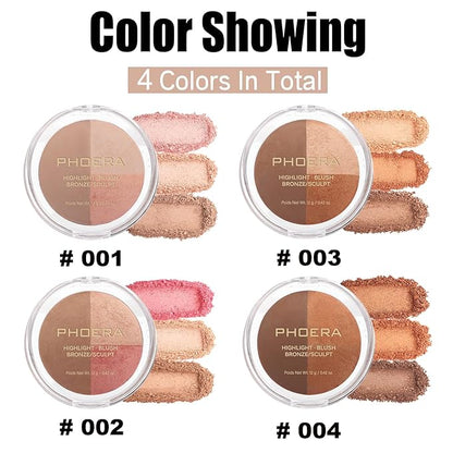 PHOERA Contour Palette,Shades with Highlighter & Bronzer & Makeup (#002)