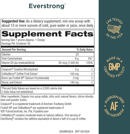 Purity Products EverStrong Powder from Muscle Matrix Blend - Creapure Creatine - Boron (FruiteX-B PhytoBoron) - CoffeeBerry Extract - Boosted with 1000 IU Vitamin D - Berry Burst (210 g)