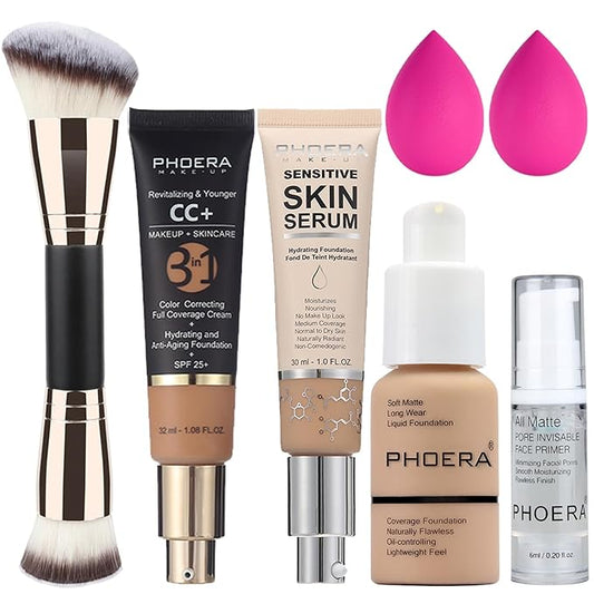 PHOERA Foundation, PHOERA Contour Palette,Shades with Highlighter & 140CC