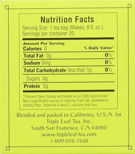 Triple Leaf Tea, Decaf Green Tea with Ginseng, 20 Tea Bags (Pack of 6)