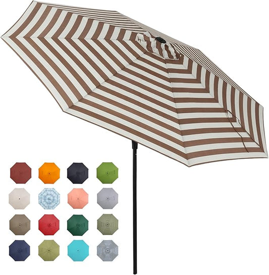 Tempera Patio Market Outdoor Table Umbrella with Push Button Tilt and Crank,Large Sun Umbrella with Sturdy Pole&Fade resistant canopy,Easy to set