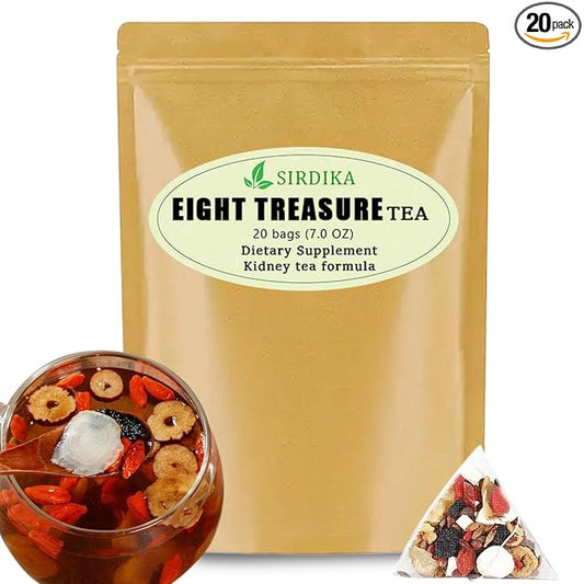Kidney Tea Formula Ginseng Eight Treasure Tea -20 Bags Combination Scented Tea Five Treasure Tea Men's Kidney Tea Health Tea Herbal Formula Red Date Wolfberry Tea (20Pack /1Bag)