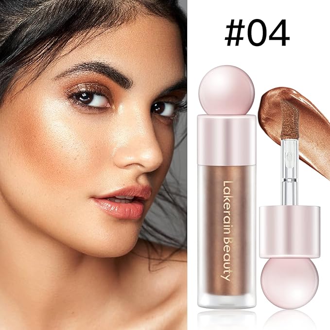 Liquid Highlighter Makeup, Natural Silky Shimmer Finish Liquid Gold Shimmer)