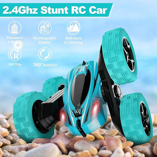 Remote Control Car, RC Cars Toys, 2.4GHz 4WD Fast RC Car Kids Toys Double Sided 360° Rotating Monster Truck Toys for Girls RC Truck Toy Cars for Boys