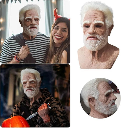 Realistic Old Man Mask Halloween Mask Scary Latex Old Man Grandpa Mask Halloween Wrinkle Face Mask