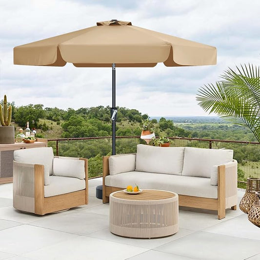 MASTERCANOPY Valance Patio Umbrella for Outdoor Table Market (7.5ft, Tan)