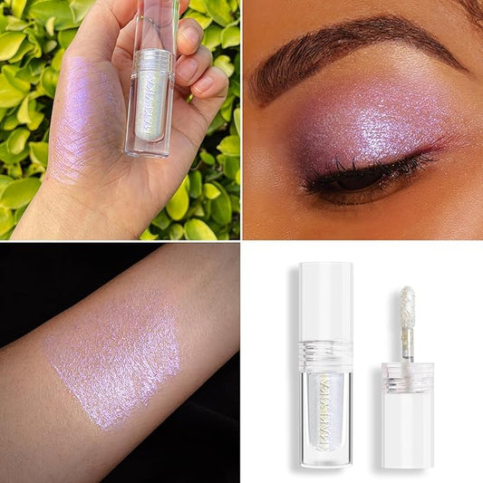 MAKI YIKA Glitter Eyeshadow Silver Multichrome Eyeshadows Long Lasting, Metallic Chameleon Eye Shadow Smudgeproof Holographic Eye Topper Glitters (#8 Dream)