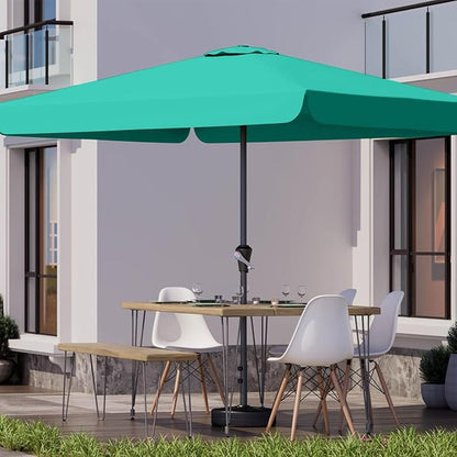 8 * 10FT Rectangular Patio Umbrella Table Market Umbrella w/Crank Outdoor Umbrellas for Garden, Deck, Backyard, Pool and Beach, Cerulean