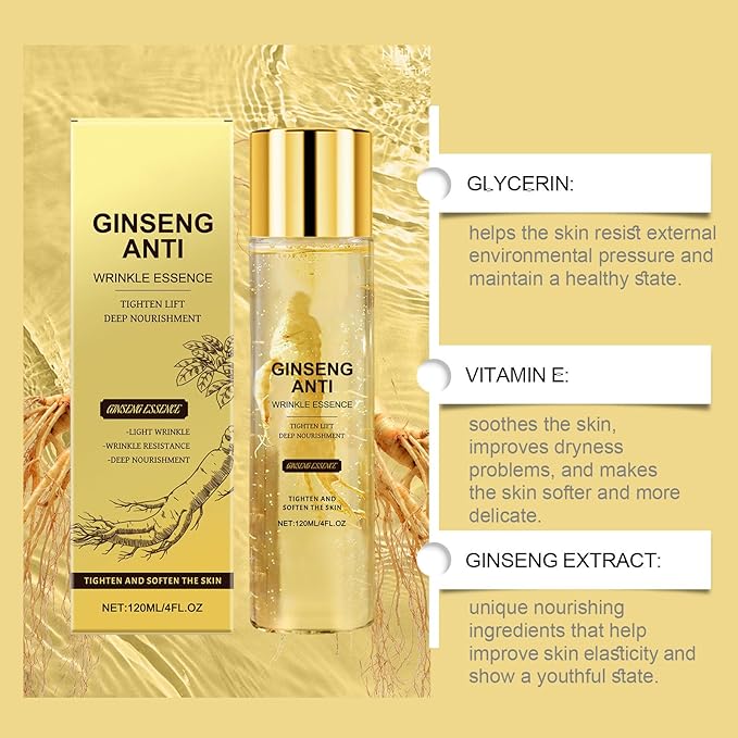 Ginseng Essence Anti Wrinkle Essence,Ginseng Extract Liquid,Anti-Aging Hydrating Water Deep Moisture & Wrinkle Care (2PCS)