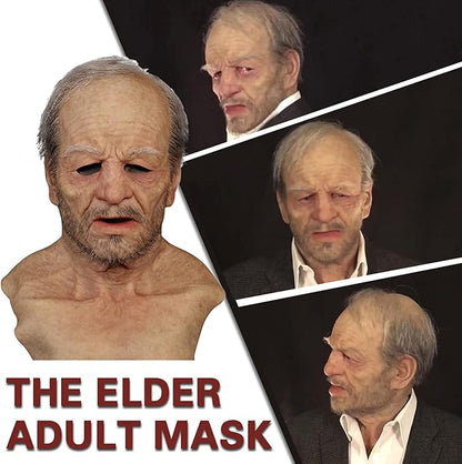 Realistic Old Man Mask Halloween Mask Scary Latex Old Man Grandpa Mask Halloween Wrinkle Face Mask