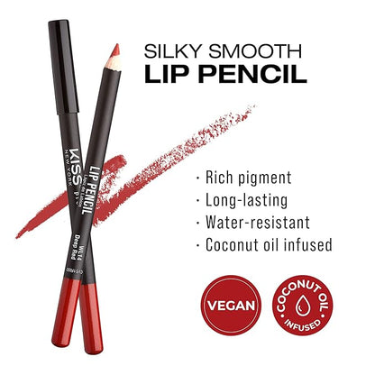 Professional Slim Lip Pencil, Creamy Soft Lip Liner, Smooth Long-Lasting Rich Lip Color, Natural Lip Makeup, Water-Resistant Lip Crayon (Deep Red)