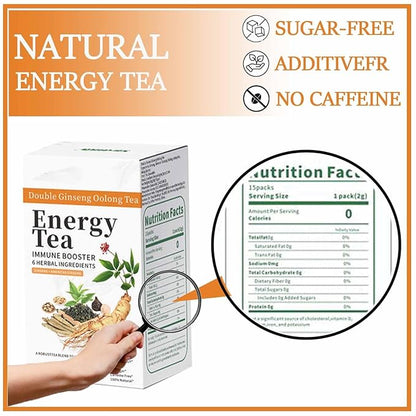 Energy Tea Immune Booster, Ginseng Oolong Tea, Chinese Ginseng Oolong Tea with Free Sports Water Bottle, Natural Ingredients, Natural health、3-Second Prep (1)