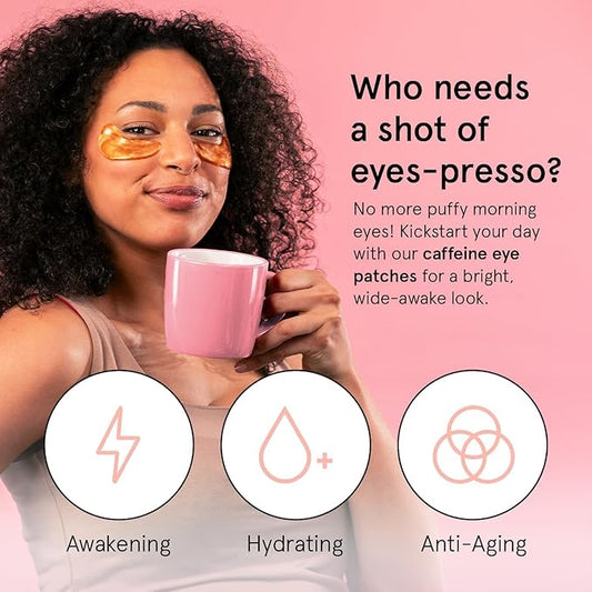 grace & stella Caffeine Under Eye Patches - Awakening Eye Patches for Puffy Eyes and Dark Circles - Under Eye Mask Patches with Niacinamide & Hyaluronic Acid - Vegan, Cruelty-Free (Bronze, 6 Pairs)