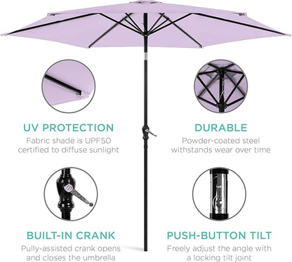 Best Choice Products 10ft Outdoor Steel Polyester Market Patio Umbrella w/ Crank, Easy Push Button, Tilt, Table Compatible - Lavender