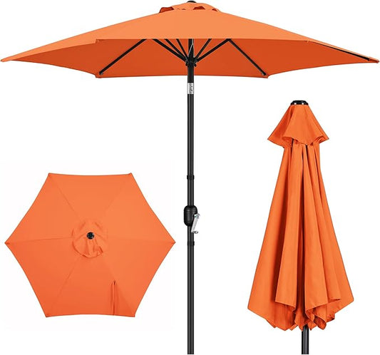 Yaheetech Patio Umbrella, 9FT Outdoor Table Market Umbrella with Push Button Tilt and Crank, Yard Sun Shade with Sturdy Ribs for Garden, Deck, Backyard, Pool, Orange