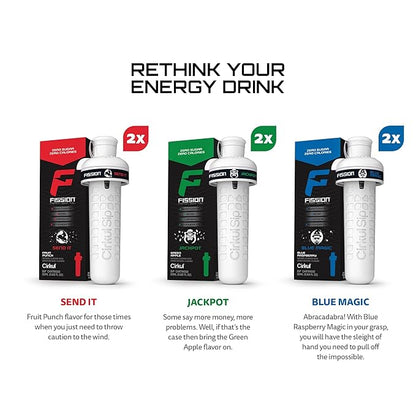 Cirkul Fission Energy Flavor Cartridge Variety Pack with Caffeine, 6-Pack (2 Send It, 2 Jackpot, 2 Blue Magic)