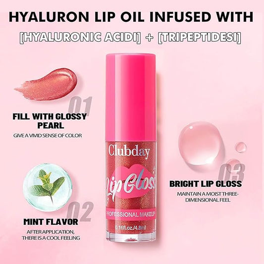Lip Plumper Gloss Glitter Tinted Plumping Lip Gloss For Women Hydrating Long Lasting Shimmer Moisturizing Glossy Non Sticky Lip Gloss (06# Wine)