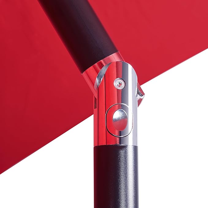 Yaheetech Patio Umbrella, 10FT Outdoor Table Market Umbrella with Push Button Tilt and Crank & Sturdy Ribs, Yard Sun Shade for Garden, Deck, Backyard, Pool, Red