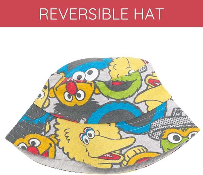 Sesame Street Elmo Cookie Monster Big Bird Romper and Bucket Sun Hat Newborn to Toddler