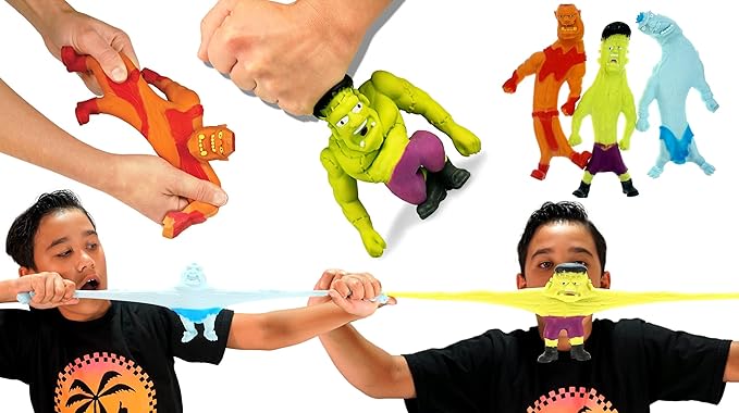 JA-RU Squishy Monster 6 Inch (3 Stretchy Toys Assorted) Stretch Action Figures & Bendy Toys for Kids. Stress Relief Fidget Toys. Anger Management Toys. Superhero Party Favors. 4306-3s