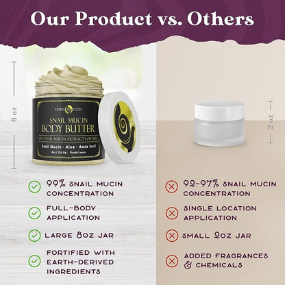 PURPLE CANYON 99% Snail Mucin Body Butter 8oz | Reduce Blemishes, Dark Spots, and Wrinkles for Radiant Skin | Skin Care Snail Cream Moisturizer Dry Skin Repair
