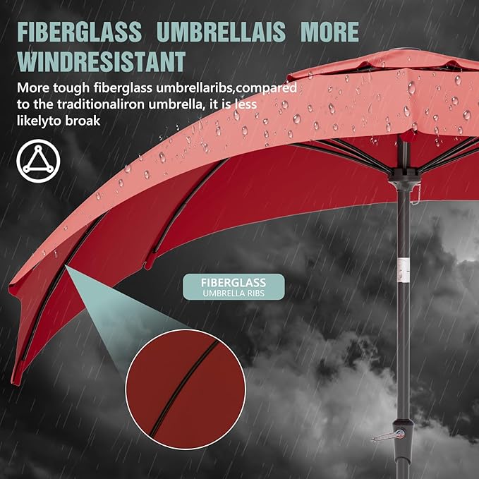 Patio Umbrellas, Pool Umbrella, Outdoor Umbrella with Push Button Tilt/Crank, Deck Umbrellas, Market Umbrela Table for Backyard, Deck, Garden, Pool