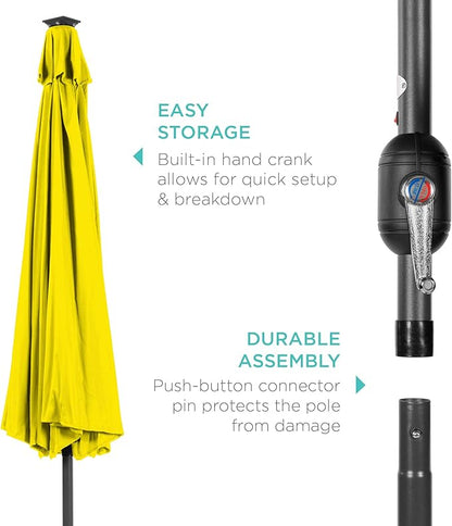 Best Choice Products 10ft Solar Polyester LED Lighted Patio Umbrella w/Tilt Adjustment and UV-Resistant Fabric - Yellow