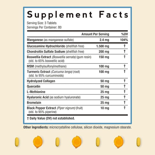 Doctor's Recipes Glucosamine Chondroitin MSM Turmeric Quercetin, Joint Support Supplement for Men & Women, with Black Pepper for High Absorption, Complete Joint Care, No Shellfish, 240 Tablets