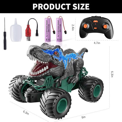 Bennol 2.4GHz Dinosaur Remote Control Car Toys for Kids Boys 4-7 5-7 8-12, RC Dinosaur Car Toys with Light, Sound, Spray, Indoor Outdoor Toys Gifts for 3 4 5 6 Year Old Boys, RC Car Toys for Boys