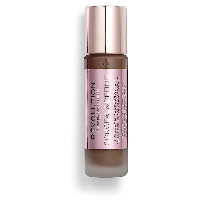 Makeup Revolution Conceal & Define Foundation, Cream Foundation Cruelty-Free, F16, 23ml