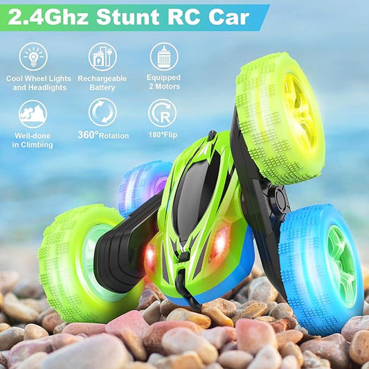 Remote Control Car, RC Cars Toys, 2.4GHz 4WD Fast RC Car with Double Sided 360° Rotation Kids Toys Monster Truck Toys for Girls RC Truck Toy Cars for Boys