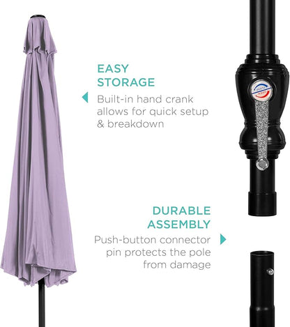 Best Choice Products 10ft Outdoor Steel Polyester Market Patio Umbrella w/ Crank, Easy Push Button, Tilt, Table Compatible - Lavender