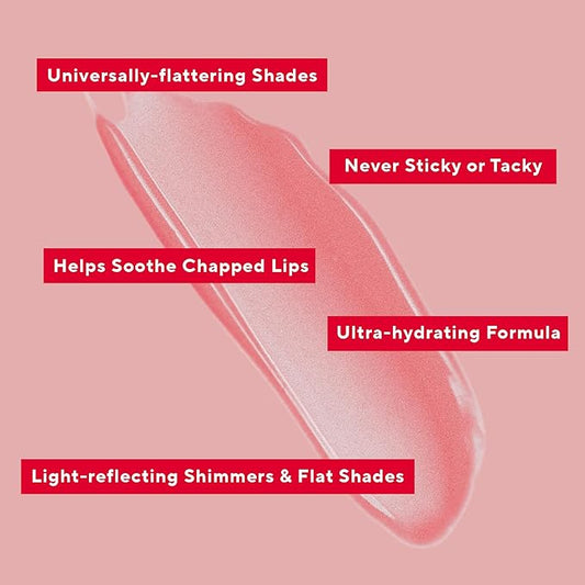Mirabella Luxe Advanced Lip Gloss, Hydrating Non-Sticky High-Shine Lip Gloss for Women, Infused with Vitamin E & Jojoba Oil, Long-Lasting & Cruelty-Free - Lustre (Light Peach Nude)