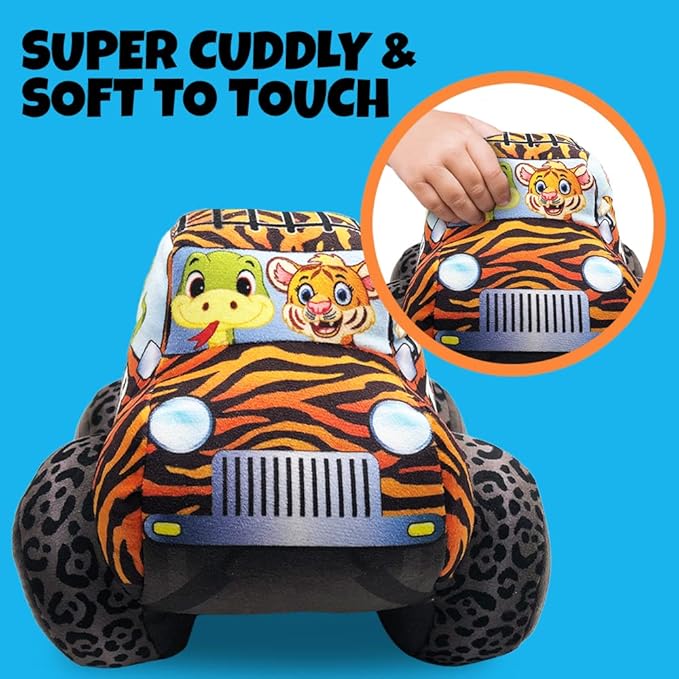 ArtCreativity Safari Plush Monster Truck, 8 Inch Big Monster Truck Stuffed Toy, Cool Animal-Themed Design, Soft Car Toys For Toddlers Car Stuffed Animal, Cars Plush For Boys and Girls, Great Gift Idea