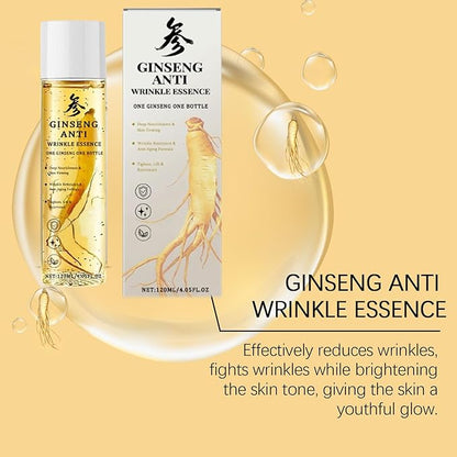 Ginseng Essence Anti-Wrinkle Serum – Hydrating & Firming Face Oil with Ginseng Root Extract – Korean Herbal Ginseng Supplement for Smoother Skin