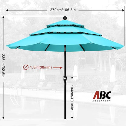 ABCCANOPY Patio Umbrellas 3 Tiers 9FT (Turquoise)