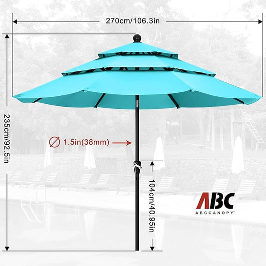 ABCCANOPY Patio Umbrellas 3 Tiers 9FT (Turquoise)